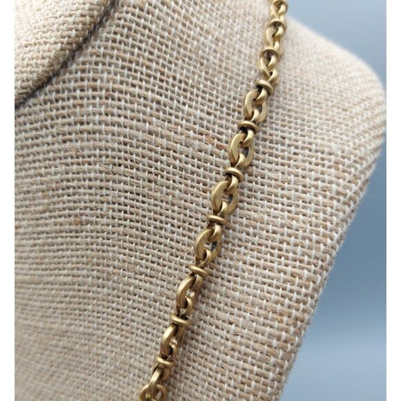 J.Crew Gold Tone Chain Gray Crystal Blue Bead Collar Length Statement Necklace - Picture 7 of 9